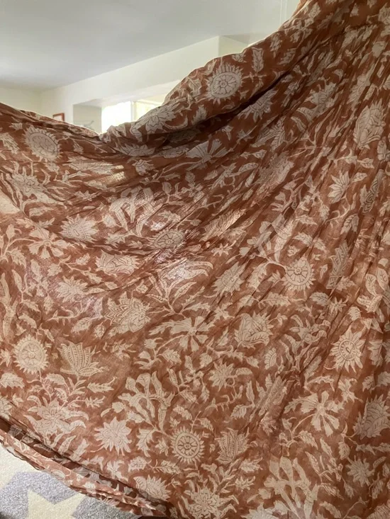 Daughters of India Rust and White Floral V-Neck Mini Dress - Picture 6 of 6